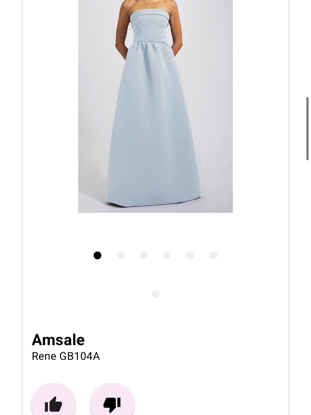 Amsale Dress. Size 6. In color ice.